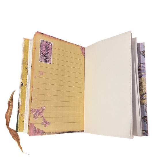 Handmade vintage book journal - slow stitched hand embroidered cover - Picture 14 of 15